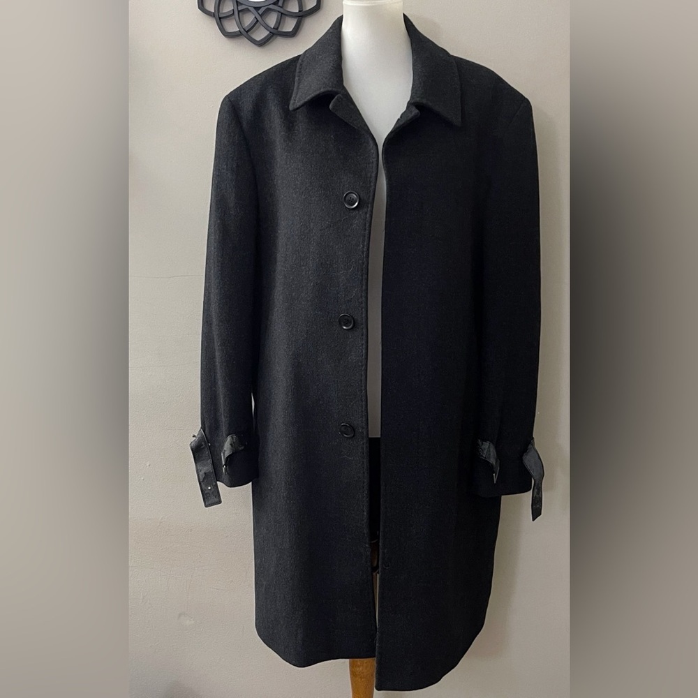 Parkland 105 Classic Gray Black Men's Trench Coat Formal Classic Office Party